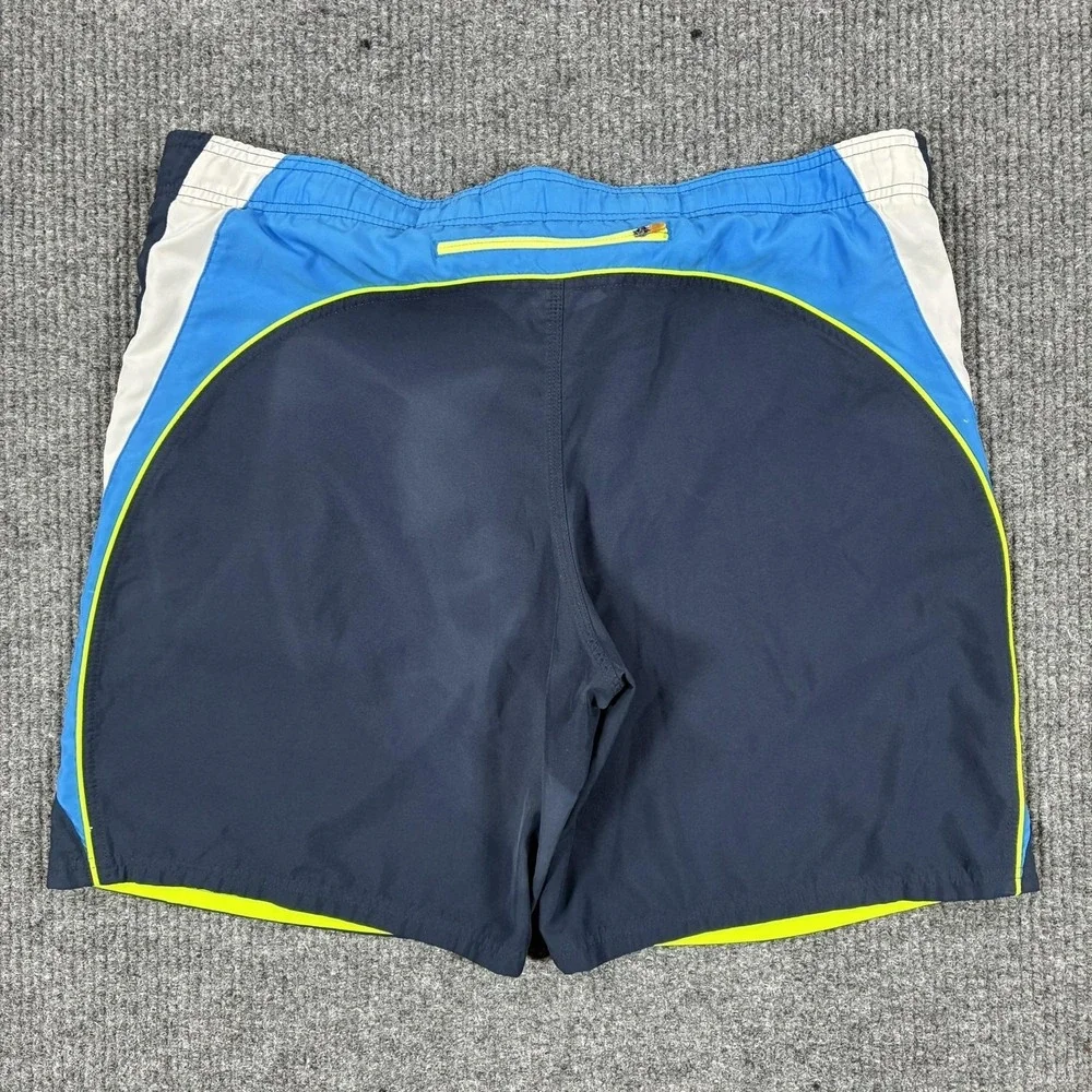 Nike Swim Shorts Mens L Blue Colorblock Board Trunks Drawstring Lined Pockets